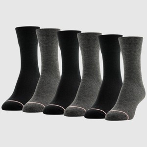Goldtoe Signature Collection Women's 6pk Modern Essentials Flat Knit Mid Crew Socks - Charcoal/Black 6-9 - 1 of 3