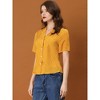 Allegra K Women's Heart-Shaped Polka Dots V Neck Short Sleeve Button Down Vintage Blouse - 2 of 4
