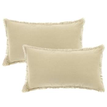 Unique Bargains Farmhouse Sofa Couch Bed Cotton Decorative Throw Pillow Cover with Tassel Trim 2 Pcs