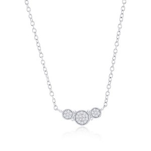 Diamonds D'Argento Sterling Silver Triple Round Diamond Necklace - (28 Stones) - Silver - 16+2 Inch - 1 of 2