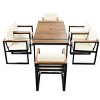 Patio Dining Set, 7 Pcs Dining Set with Chairs and Table, 6 Seat Dining Set, Dining Set with Steel Frame and PE Cushions-Coolbibila - 3 of 4