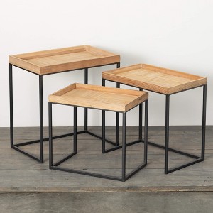 Sullivans 24", 21.25" & 18.25" Stacking Japandi 3-Table Set of 3, Wood - 1 of 4