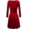 Women's Scoop Neck Wrist Sleeve Length Dress Solid Slim Flowy Swing A-Line Velvet Cocktail Party Dress - 4 of 4