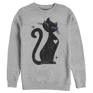 Men's Lost Gods Halloween Full Moon Black Cat Heart Sweatshirt - 1 of 4