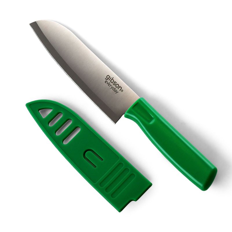 Gibson Everyday Grantville 4 Piece 6 Inch Santoku Knife with Sheath in Assorted Colors, 5 of 10