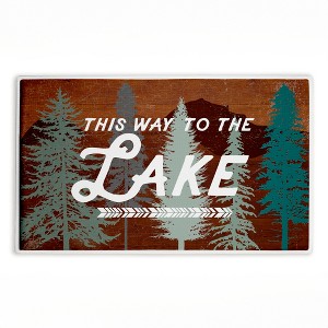 Stupell Industries This Way To Lake Retro Printed Plush Bath Mat And Bath Rug, Design By Lula Bijoux & Co., 18"X30" - 1 of 4
