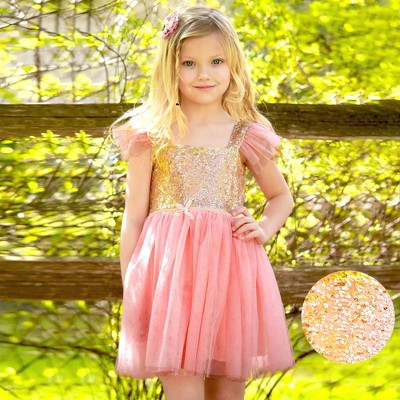 Little Attitudes by Debra Pink Butterfly Sequin Dress store Size 5 Girls