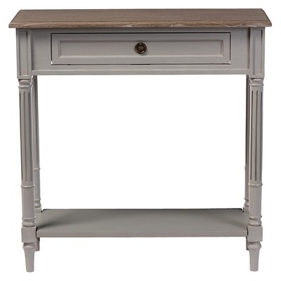 Edouard Two-Tone Weathered Oak & Light Grey Console Table with Drawer