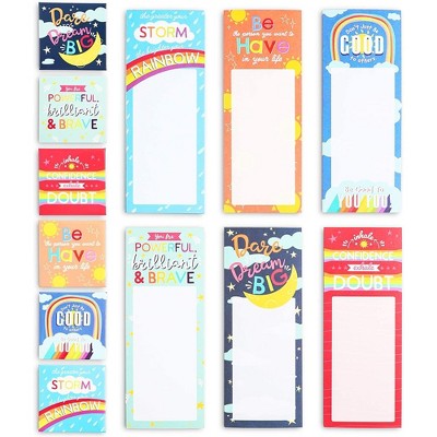 Paper Junkie 6-Pack Magnetic Notepads To-do & Extra 6-Piece Magnets, Positive Quotes, Great for Fridge Locker
