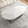 Gulches Modern Sintered Stone Coffee Table Faux Marble Top (Scratch/Heat-Resistant), Pebble-Inspired Shape,Stainless Steel Base - 4 of 4