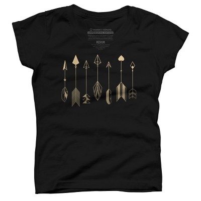 Girl's Design By Humans Be Brave Little Arrow (gold) By staceyroman T-Shirt