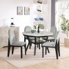 5 Piece Dining Table Set With Open Storage Shelf, Modern Round Dining Table With 4 Upholstered Chairs For Dining Room, Black White - 3 of 4
