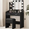 Acekool Vanity Desk with Mirror & Lights, Power Outlet, 3 Lighting Modes, 2 Drawers, Makeup Table for Bedroom - 2 of 4