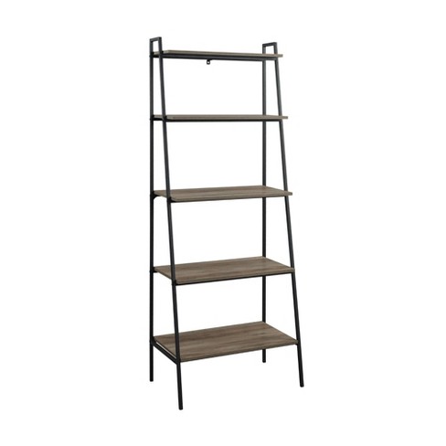 ANBAZAR 37.2 in. H 3-Tier Ladder Shelf Bookcase, Standing Shelf Storage Organizer with Wood and Metal Shelf for Home and Office, Brown