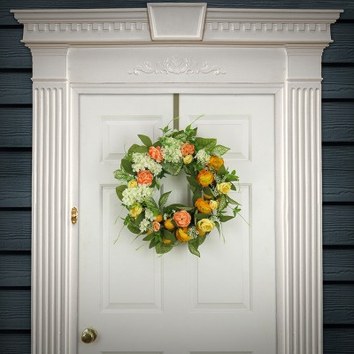 24" Lemon and Hydrangea Artificial Spring Wreath