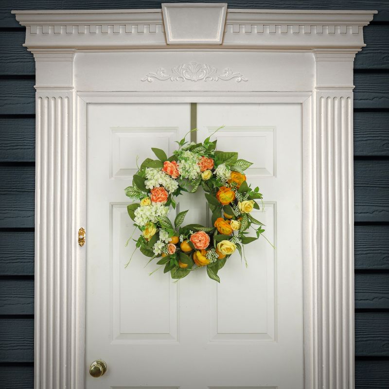 24" Artificial Lemons, Hydrangeas and Buttercups Wreath - National Tree Company, 2 of 4