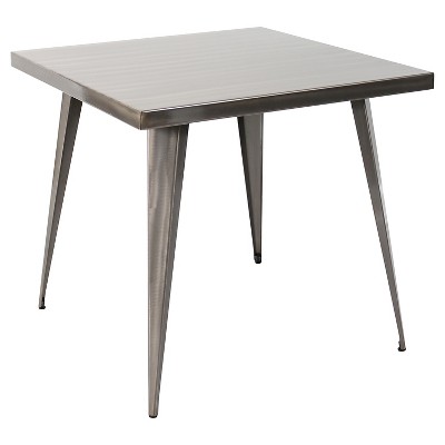 Austin 32" Metal Dining Table Cleared Brush Silver Finish - LumiSource