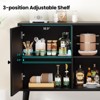 Lirago Black Rattan Sideboard 39.37"x15.75"x39.37"3-Door Kitchen Storage Cabinet with Natural Texture for Dining Room and Living Space - 4 of 4