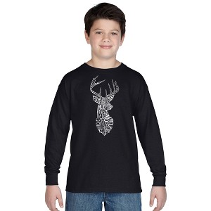 LA Pop Art Boy's Word Art Long Sleeve - Types of Deer - 1 of 4