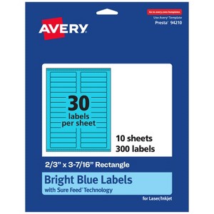 Avery Bright Blue Paper Labels, 2/3" x 3-7/16" Rectangle - 1 of 4