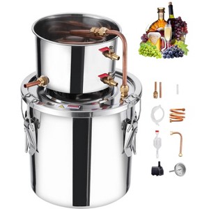 VEVOR Alcohol Still, 3 Gal / 11.4 L Stainless Steel Water Alcohol Distiller with Copper Coil, Home Brewing Refining Fermentation Kit, Silver - 1 of 4