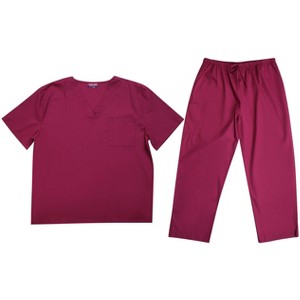 Tropi Mens Scrub Sets - Four Pocket Medical Scrubs Uniform (V-Neck with Cargo Pant) - 1 of 3