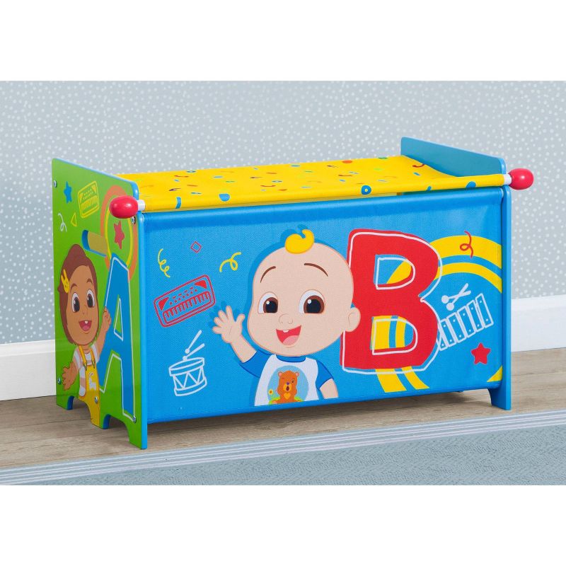 Delta Children CoComelon Toy Box with Retractable Fabric Top - Blue, 3 of 9