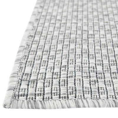 Light Gray Synthetic 9' x 12' Outdoor Rectangular Rug