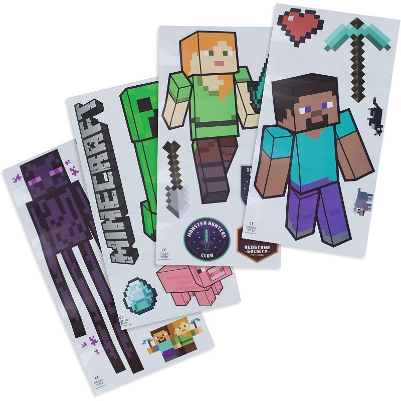Paladone Products Ltd. Minecraft Characters Removable Vinyl Stickers | 4 Sheets, 19 Decals, 1 of 8