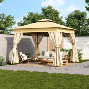 Large Outdoor Heavy Duty Gazebo,Gazebo with Steel Frame and Mosquito Netting,Double Roof Patio Party Gazebo Tent-Coolbibila - 1 of 4