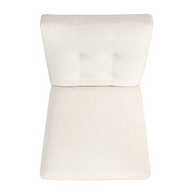 Ivory Linen Upholstered Tufted Parsons Side Chair Set