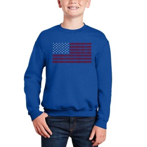 LA Pop Art Usa Flag - Boy's Word Art Crewneck Sweatshirt - 1 of 3