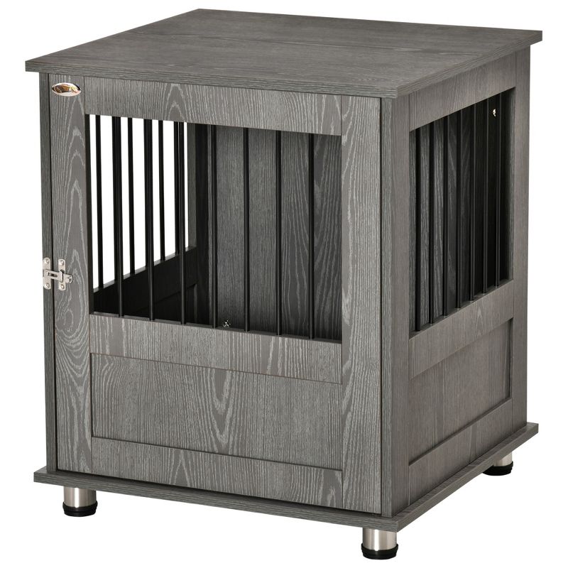 PawHut Dog Crate Furniture, Wooden End Table Furniture with Cushion & Lockable Magnetic Doors, Small Size Pet Kennel Indoor Animal Cage, 4 of 7