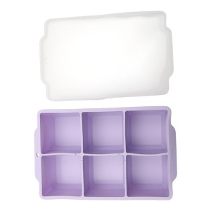Unique Bargains 6-Cavity Square Ice Tray with Clear Lid Hand Wash Only Silicone 7.09"x4.53"x2.17" 1 Pc - 1 of 3