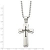 Black Bow Jewelry Stainless Steel & Black Rubber Triple Cross Necklace, 24 Inch - 3 of 4