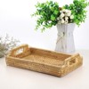 BRINJOY Handwoven Rattan Tray with Handles - 12.4x8.3 inch Rectangular Storage Basket for Breakfast, Snacks, Coffee Table Organization - 4 of 4