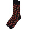 Memoi Men's Leaf-Themed Rayon Blend Novelty Crew Sock Black 10-13 - 3 of 4