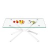 SEVOBAL Dining Tables 39.37" Rectangular Glass Coffee Table with Metal Legs Modern Stylish Design for Living Room, White, 39.37"*23.62"*16.93" - 3 of 4