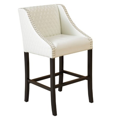 28" Milano Quilted Bonded Leather Barstool - Ivory Christopher Knight Home