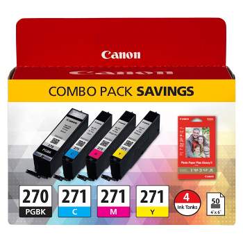 Canon 270/271 Single & 4pk Ink Cartridges - Black, Multicolor