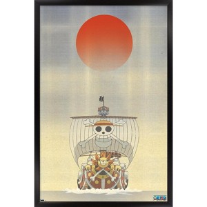 Trends International One Piece - The Thousand Sunny Artistic Framed Wall Poster Prints Black Framed Version 22.375" x 34" - 1 of 4