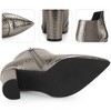 Perphy Women's Pointed Toe Stone Pattern Cutout Block Heels Ankle Booties - 3 of 3