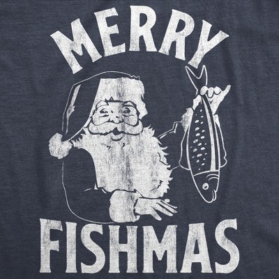 Мужские футболки Crazy Dog T-Shirts, Inc. Mens Merry Fishmas T Shirt Funny Christmas Santa Claus Fishing Tee - Crazy Dog Men's T Shirt Gift For Christmas Navy XXL — фото 2