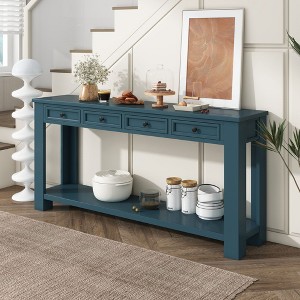 NicBex 63" Console Table with 4 Storage Drawers and Bottom Shelf, Side Table with Wood Legs, TV Stands for Living Room, Entryway, Hallway - 1 of 4