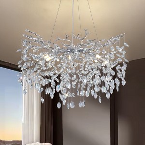 CityFurn 10-Light 30" Modern Tree Branches Luxury Crystal Round Chandelier - 1 of 4