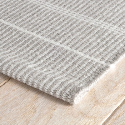 Gray and Ivory Stripe 6' x 9' Synthetic Flat Woven Rug