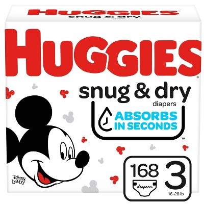 Huggies Snug & Dry Baby Disposable Diapers Huge Pack - Size 3 - 168ct