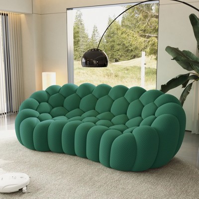 WJSHome Bubble Sofa,98.43'' Comfy Breathable Mesh Fabric Upholstered Curved Couch, 3D Honeycomb Shape Modern Couch for Living Room