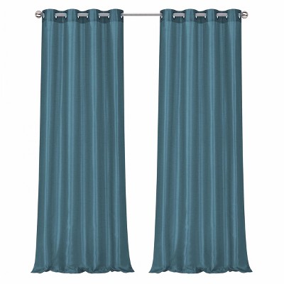 Seaside Blue Faux Silk Sheer Grommet Curtain Panel, 52 x 84