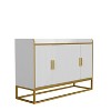 Modern Kitchen Buffet Storage Cabinet Cupboard White Gloss with Metal Legs for living room Kitchen - 3 of 4